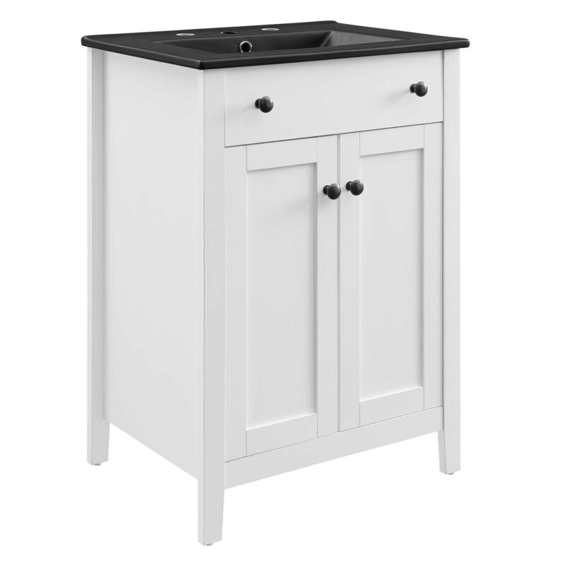 Nantucket 24″ Bathroom Vanity, White / Black