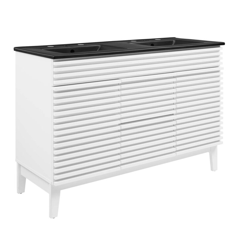 Render 48″ Double Sink Bathroom Vanity, White / Black