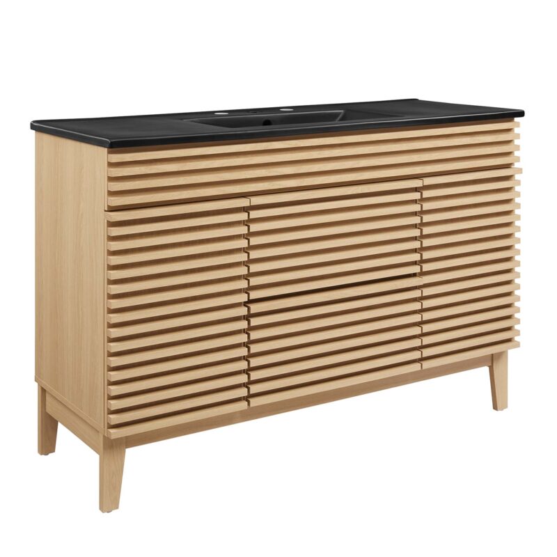 Render 48″ Single Sink Bathroom Vanity, Oak / Black