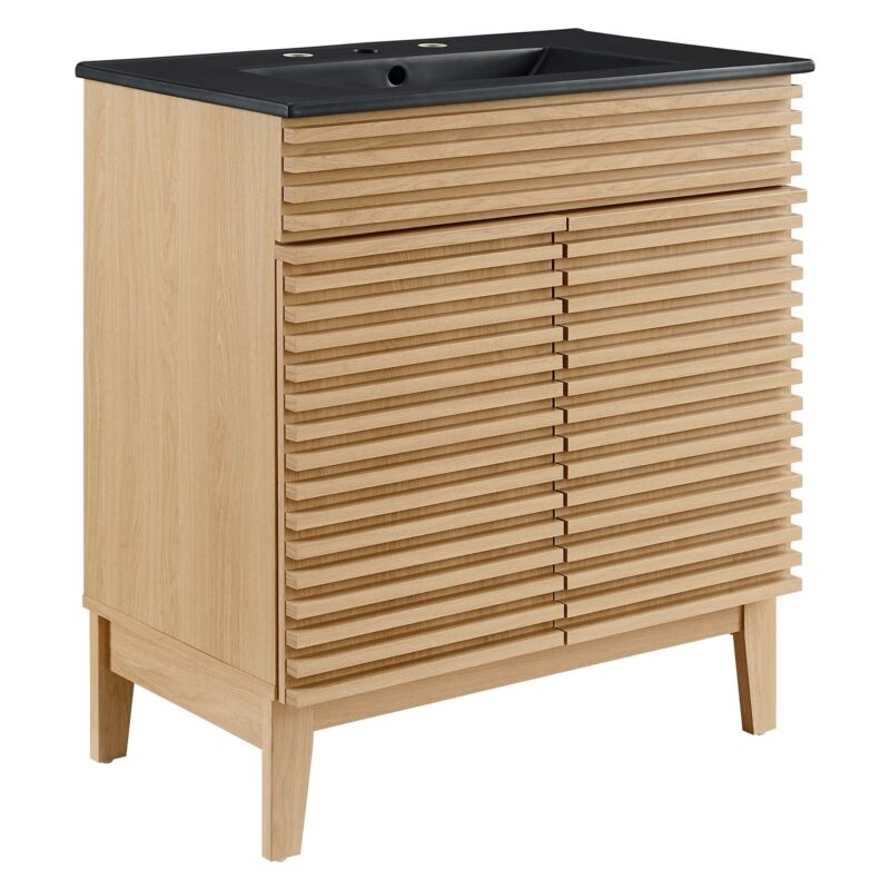 Render 30″ Bathroom Vanity, Oak / Black