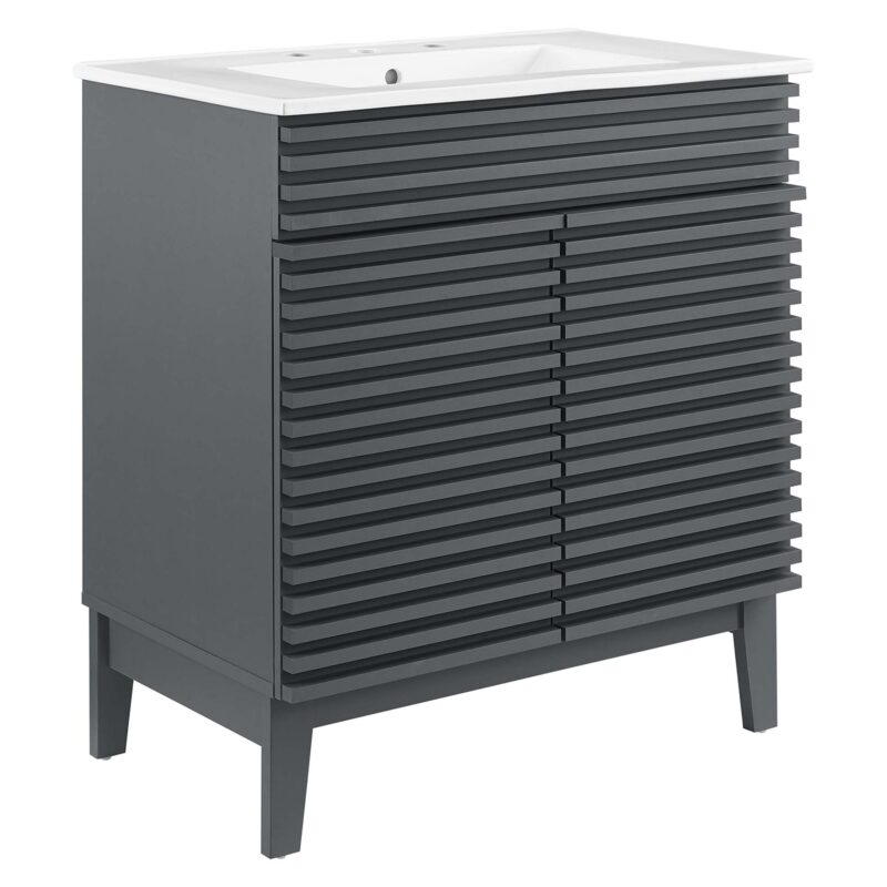 Render 30″ Bathroom Vanity Cabinet, Gray / White
