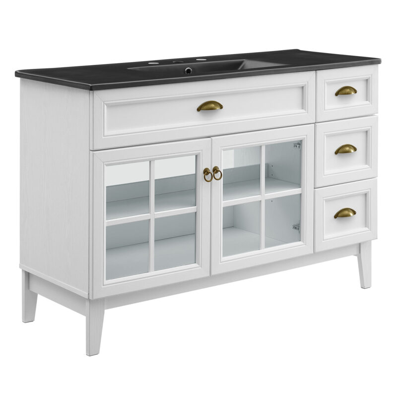 Isle 48″ Bathroom Vanity Cabinet, White / Black