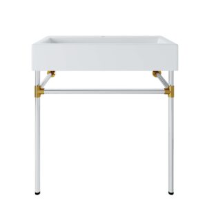 Redeem 32″ Silver Stainless Steel Wall-Mount Bathroom Vanity