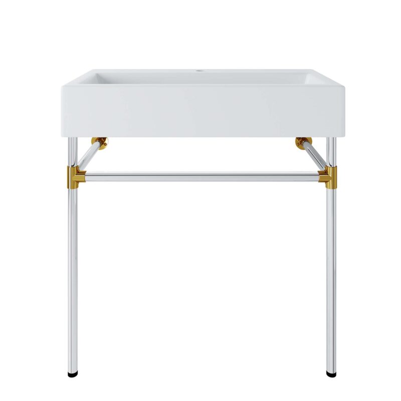 Redeem 32″ Silver Stainless Steel Wall-Mount Bathroom Vanity