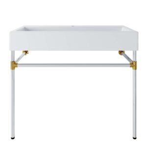 Redeem 40″ Silver Stainless Steel Wall-Mount Bathroom Vanity