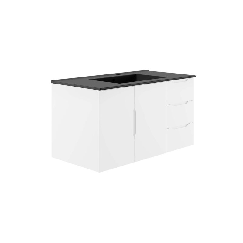 Vitality 36″ Bathroom Vanity, White / Black