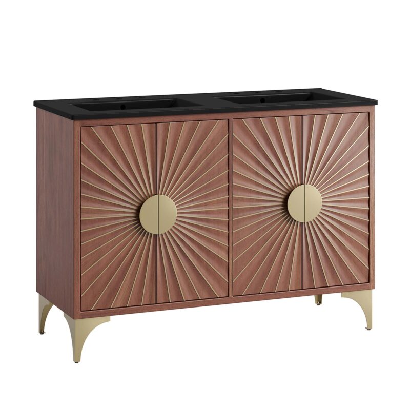 Daylight 48″ Double Sink Bathroom Vanity, Black / Walnut