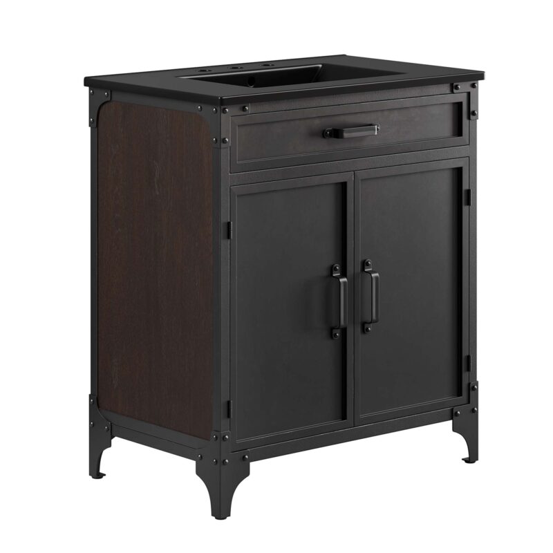 Steamforge 30″ Bathroom Vanity, Black / Black