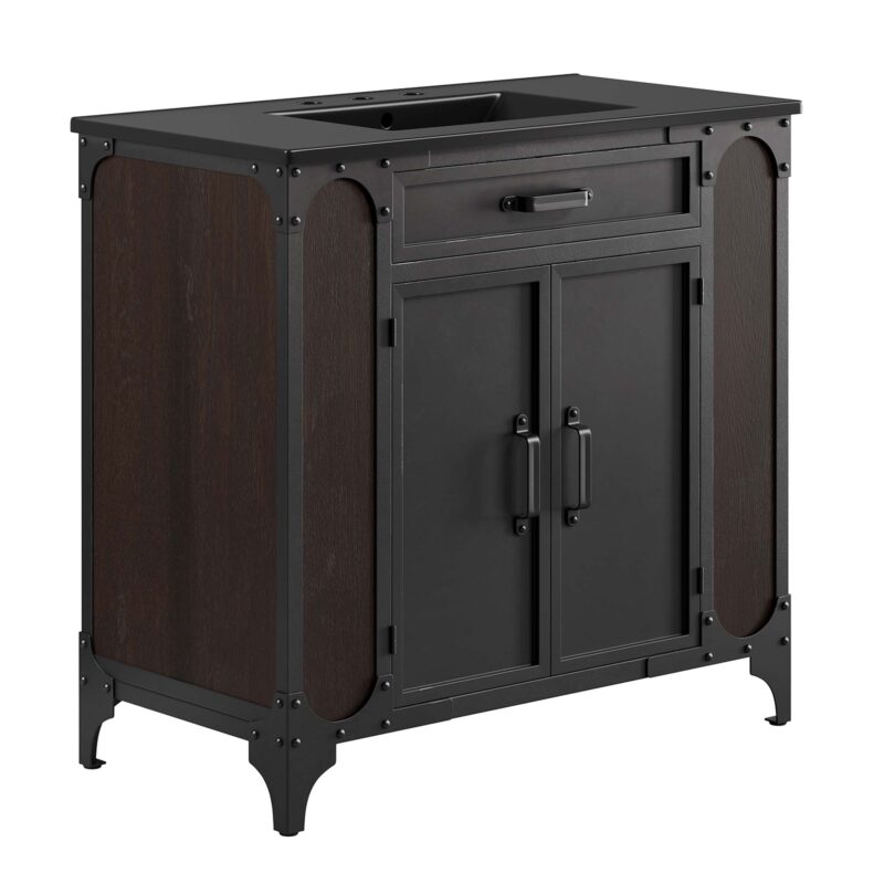 Steamforge 36″ Bathroom Vanity, Black / Black