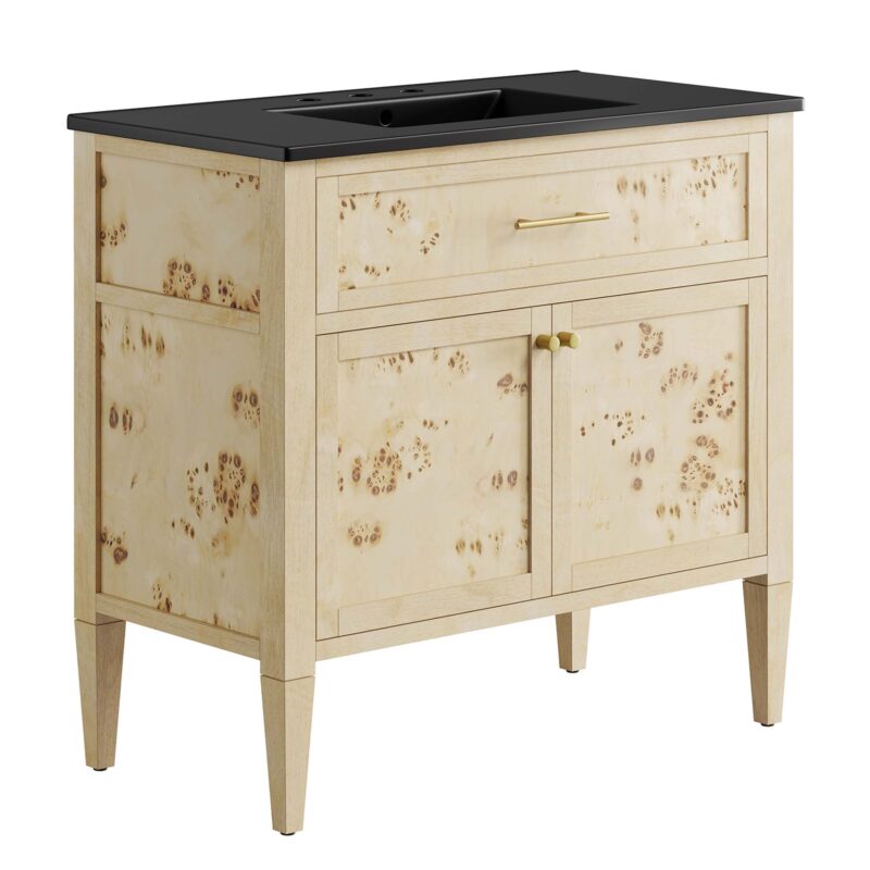 Elysian 36″ Wood Bathroom Vanity, Black / Burl