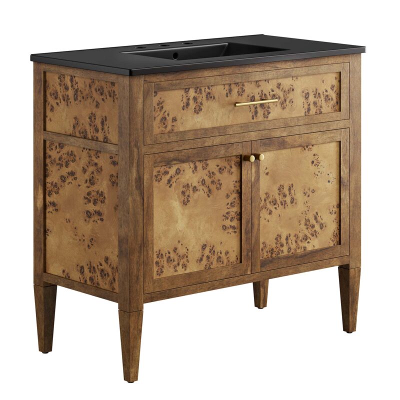 Elysian 36″ Wood Bathroom Vanity, Black / Brown