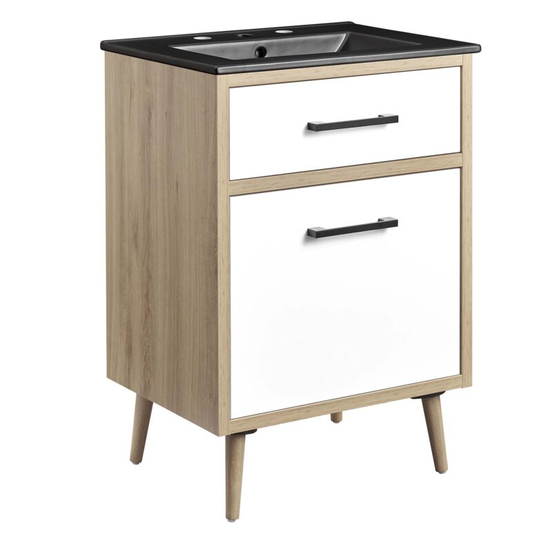 Maverick 24″ Bathroom Vanity, Black / Oak