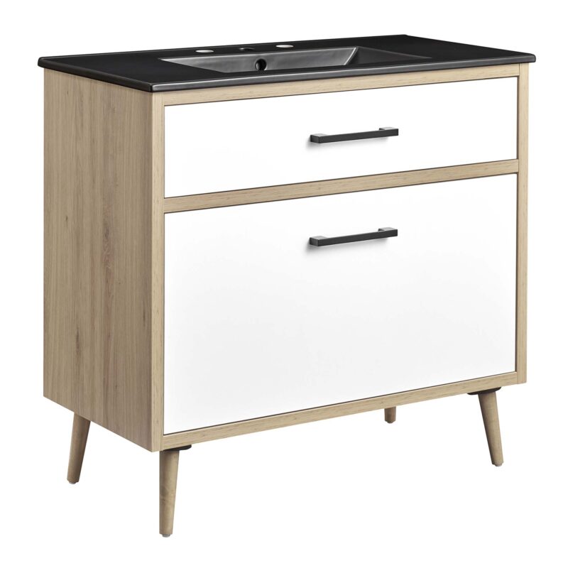 Maverick 36″ Bathroom Vanity, Black / Oak