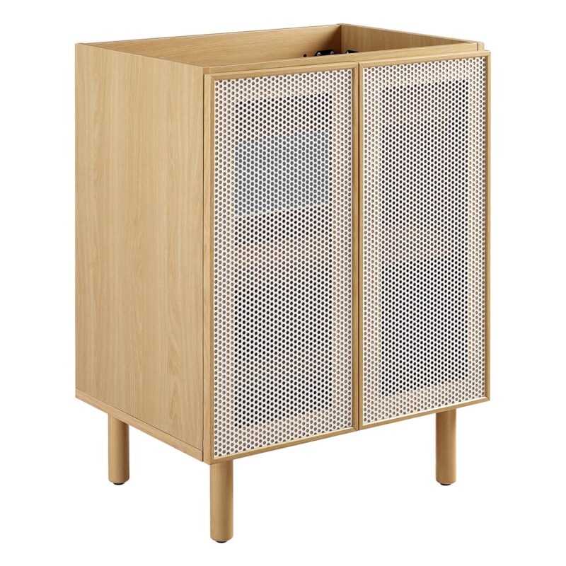 Calla 24″ Perforated Metal Bathroom Vanity Cabinet (Sink Basin Not Included), Oak