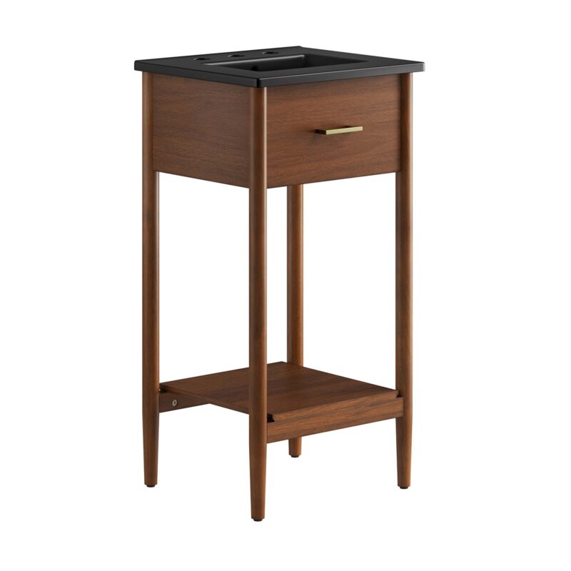 Zaire 18″ Bathroom Vanity, Walnut / Black