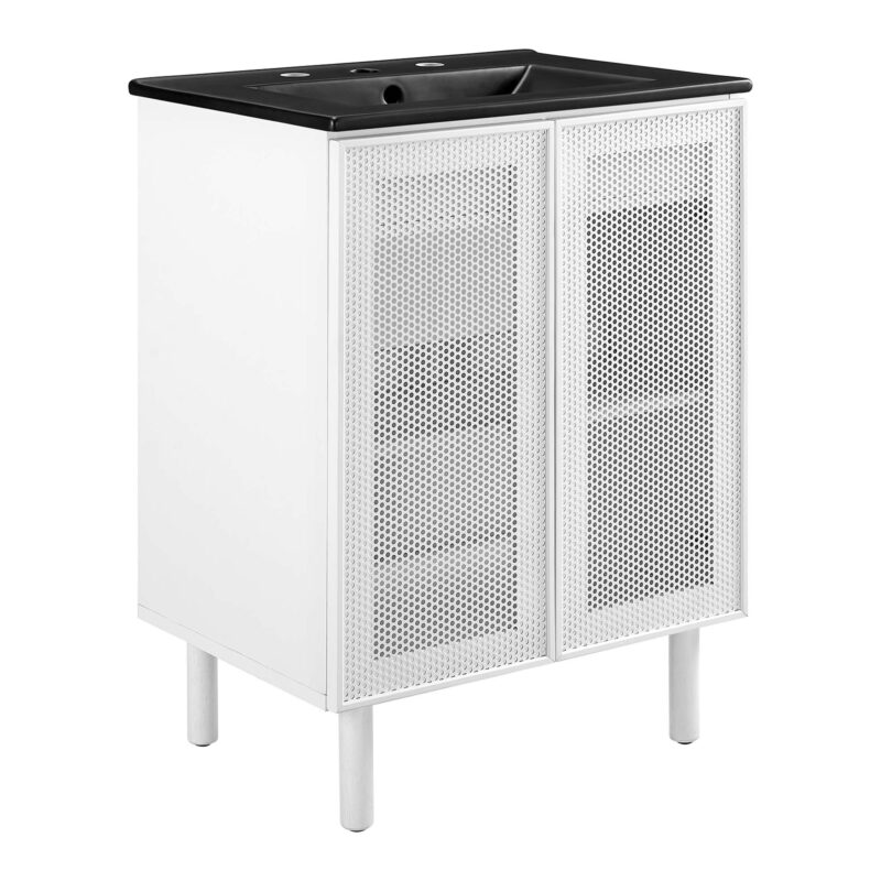 Calla 24″ Perforated Metal Bathroom Vanity, Black / White