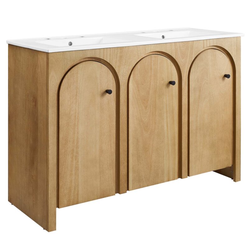 Appia 48″ Double Sink Bathroom Vanity, Oak / White