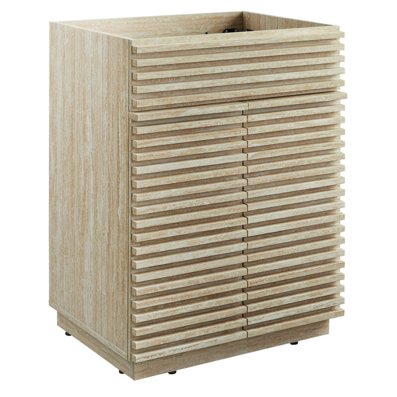 Render 24″ Faux Travertine Bathroom Vanity Cabinet (Sink Not Included)