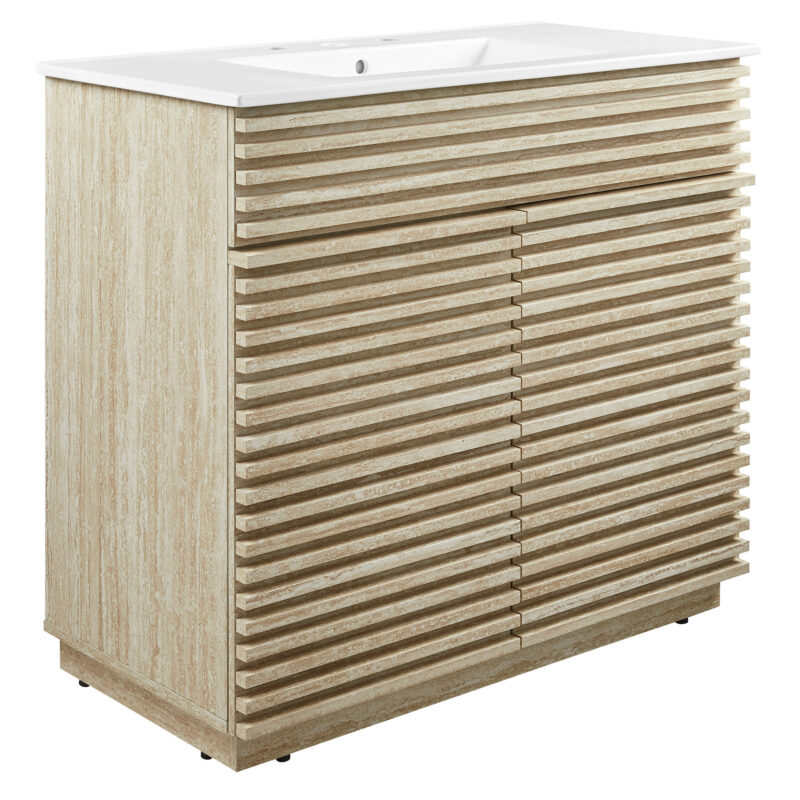Render 36″ Faux Travertine Bathroom Vanity With Sink