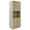 Render Tall Faux Travertine Linen Storage Cabinet