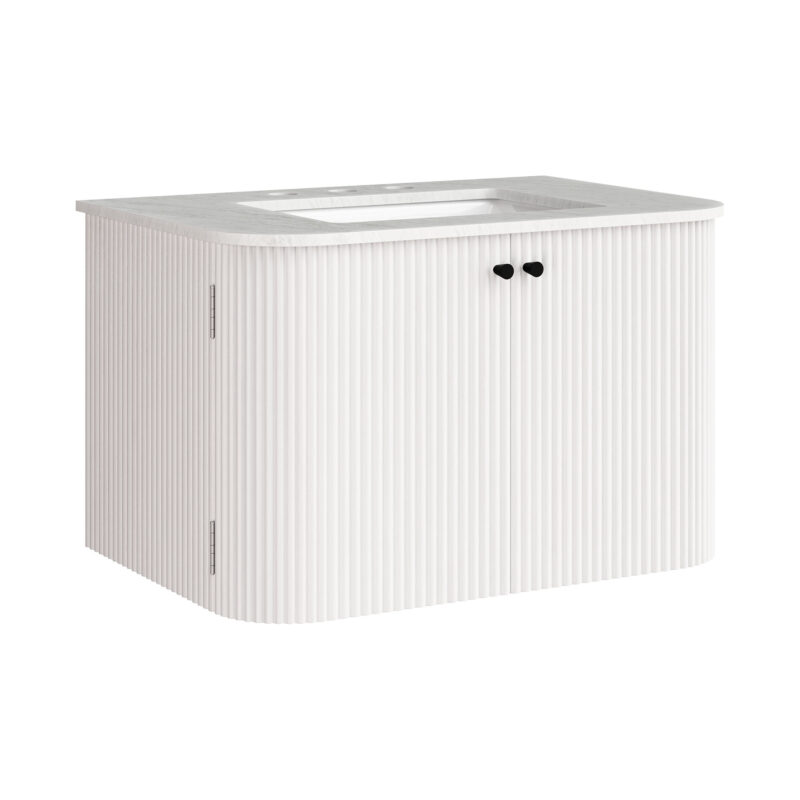 Zia 30″ Wall-Mount Bathroom Vanity with Marble Sink, Ivory