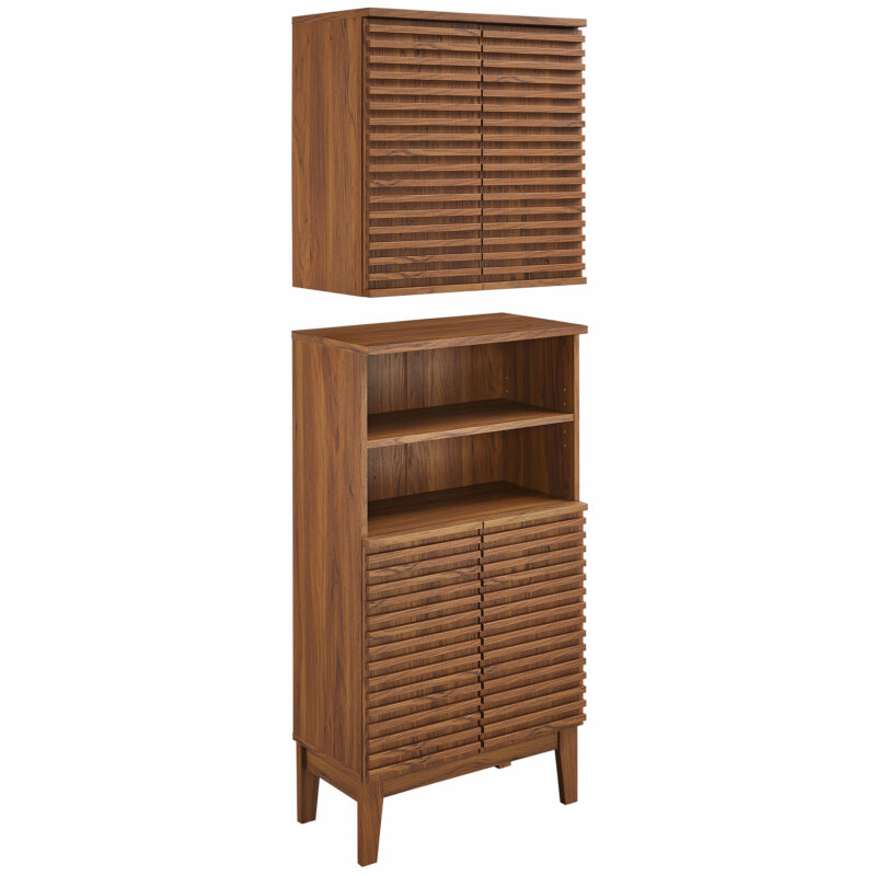 Render Bathroom Cabinet Set, Walnut