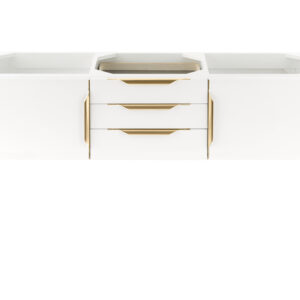Columbia 59" Double Wall Mount Vanity Cabinet, Glossy White, Radiant Gold