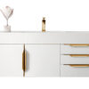 Columbia 48" Single Wall Mount Vanity, Glossy White, Radiant Gold w/ Glossy White Composite Stone Top