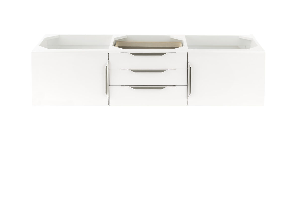 Columbia 59" Double Vanity Cabinet, Glossy White, No Hardware