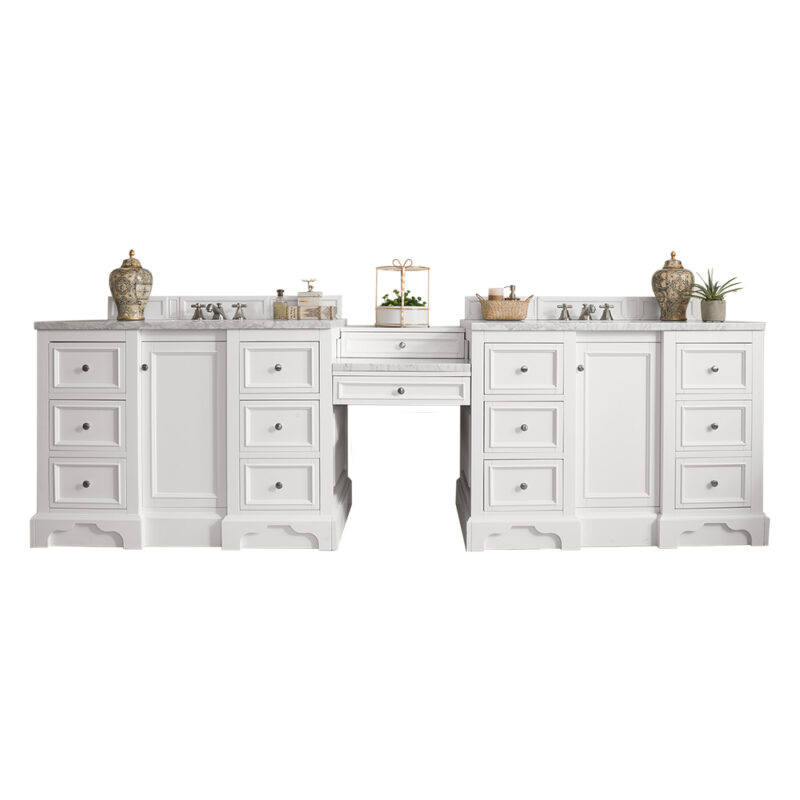 De Soto 118" Double Vanity Set, Bright White