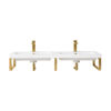Three Boston 18" Wall Brackets, Radiant Gold w/ 47" White Glossy Composite Stone Top