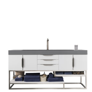 Columbia 72" Single Vanity, Glossy White w/ Dusk Grey Glossy Composite Stone Top