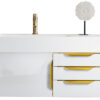 Columbia 36" Single Wall Mount Vanity, Glossy White, Radiant Gold w/ Glossy White Composite Stone Top