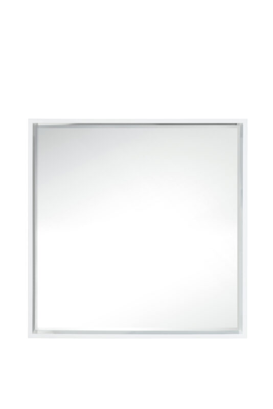 Milan 35.4" Square Cube Mirror, Glossy White