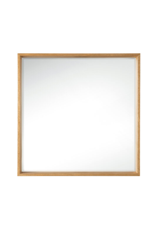 Milan 35.4" Square Cube Mirror, Natural Ash