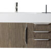 Columbia 36" Single Wall Mount Vanity, Ash Gray, Brushed Nickel w/ Glossy White Composite Stone Top