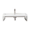 Two Boston 15.25" Wall Brackets, Brushed Nickel w/ 31.5" White Glossy Composite Stone Top