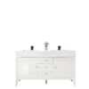 Linear 59" Double Vanity, Glossy White w/ Glossy White Composite Stone Top