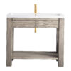 Brooklyn 39.5" Single Console Vanity, Platinum Ash w/ White Glossy Composite Stone Top