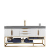 Columbia 72" Single Vanity, Glossy White, Radiant Gold w/ Dusk Grey Glossy Composite Stone Top