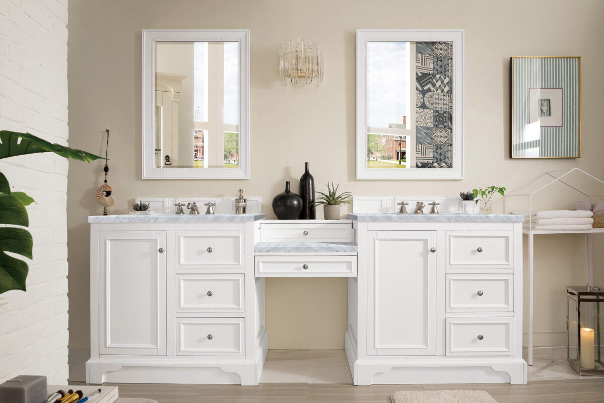 De Soto 94" Double Vanity Set, Bright White