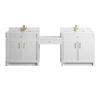 Bellshire 96" Dual Vanity Set with 24" Make-Up Counter, Bright White w/Single Hole 3 cm White Zeus Silestone Top & Backsplash