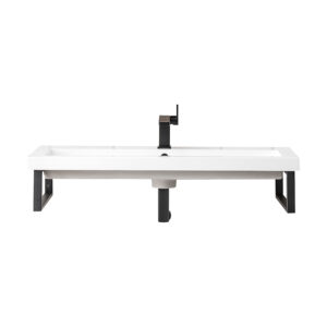 Two Boston 15.25" Wall Brackets, Matte Black w/ 39.5" White Glossy Composite Stone Top