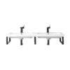 Three Boston 18" Wall Brackets, Matte Black w/ 47" White Glossy Composite Stone Top