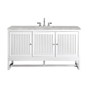 Athens 60" Single Vanity, Glossy White w/ 3 CM Victorian Silver Silestone Top