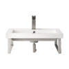 Two Boston 18" Wall Brackets, Brushed Nickel w/ 23.6" White Glossy Composite Stone Top