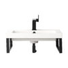 Two Boston 18" Wall Brackets, Matte Black w/ 23.6" White Glossy Composite Stone Top