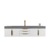 Mercer Island 72" Single Vanity, Glossy White, Radiant Gold w/ Dusk Grey Glossy Composite Stone Top