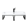 Two Boston 15.25" Wall Brackets, Matte Black w/ 31.5" White Glossy Composite Stone Top