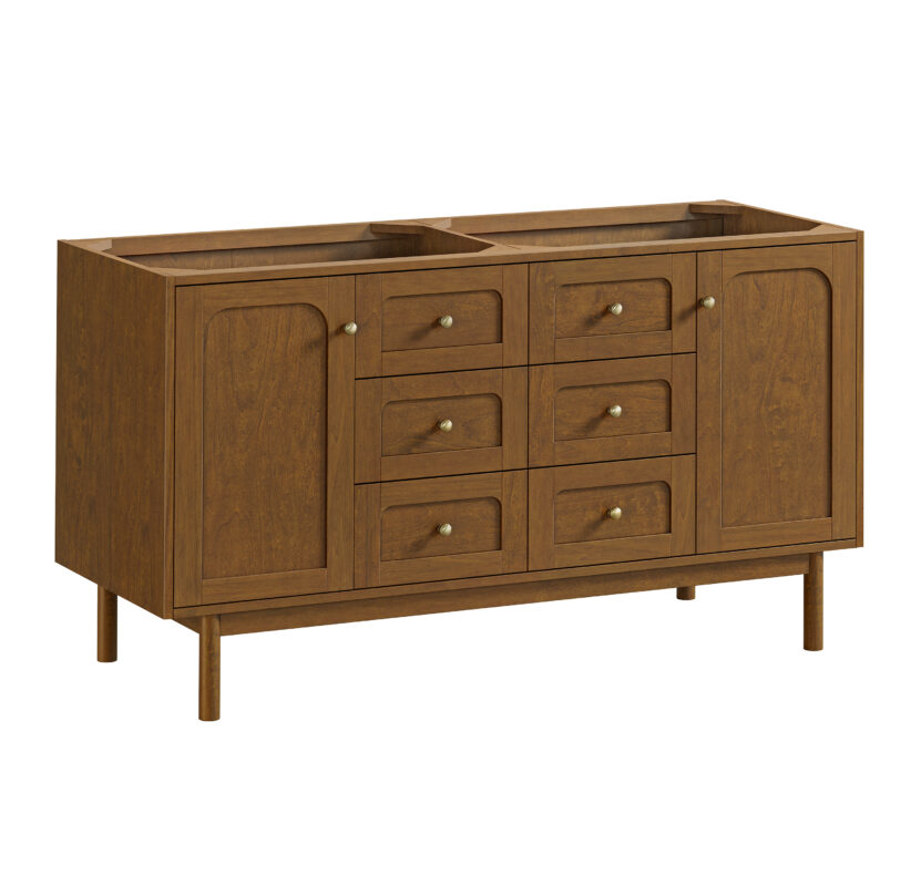 Laurent 60" Double Vanity, Honey Oak